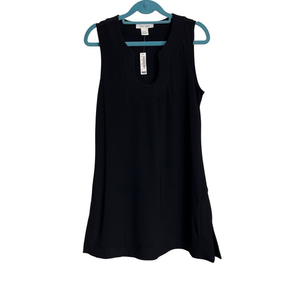 White House Black Market Top Womens Size Small Black Tunic Sleeveless Casual NWT